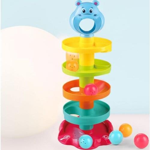 5-layer Building Block Track Turn Music Roll Ball 1-2 Years Old Baby Gliding Tower Road Puzzle Assembly Toy Learning Kids