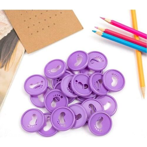 50PCS Cute Foot Mushroom Hole Notebook Loose-Leaf Buckle Plastic Binding Ring Foot-Shaped Buckle Notebook Disc Clasp 35MM