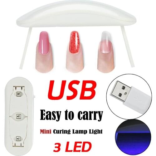 6W White Nail Dryer Machine UV LED Lamp Portable Micro USB Cable Home Use Nail UV Gel Varnish 3 LEDS Lamp Nail Art Dryer Tools