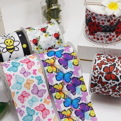 Free shipping 3 Inch 75 mm Cartoon Printed Grosgrain Ribbons for Bows Craft Suppliers 52712