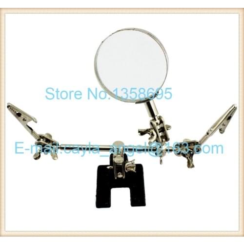 Free Shipping jewellers tool Stainless Steel Hand Soldering Iron Stand Clamp Clip Magnifying Magnifier Len Glass Helping Tool