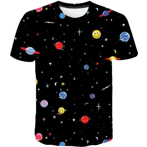 3D Printed T-Shirt Mens Space Galaxy Girls Fashion Streetwear Planet Universe Ladies Kids Sky Star 3D Printed Cool Tops Boys