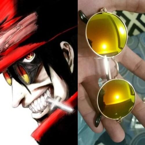 Hellsing Alucard Cosplay Glasses Sunglasses Metal Sun Glasses Halloween Carnival Cosplay Costume Accessories