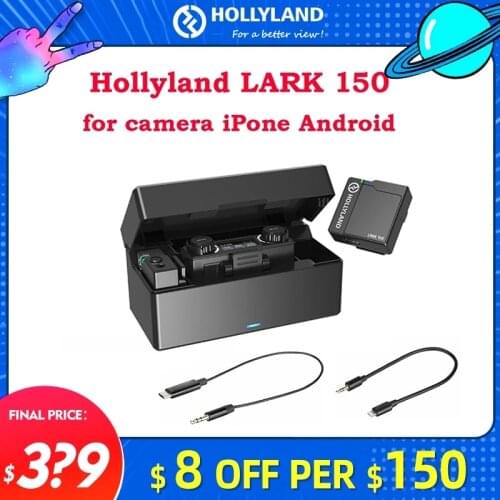 Hollyland Lark 150 Wireless Microphone System RX TX Portable Mini Lapel Microphone Mic for DSLR Camera iPhone Android Phones