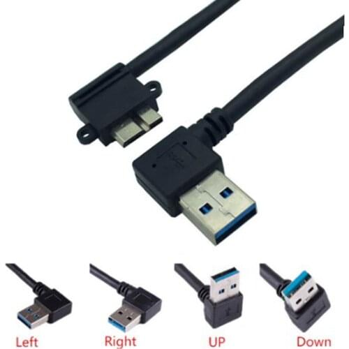 USB 3.0 A 90 Degree Up Angle Male to Micro B male 10pin 90 Degree Left Angle Short Data and Charging Cable