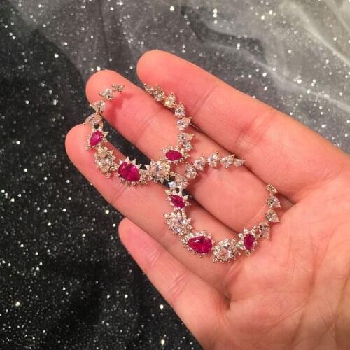 New Year accessories ladies earrings elegant full cubic zirconia CZ engagement wedding party nightclub plated earrings