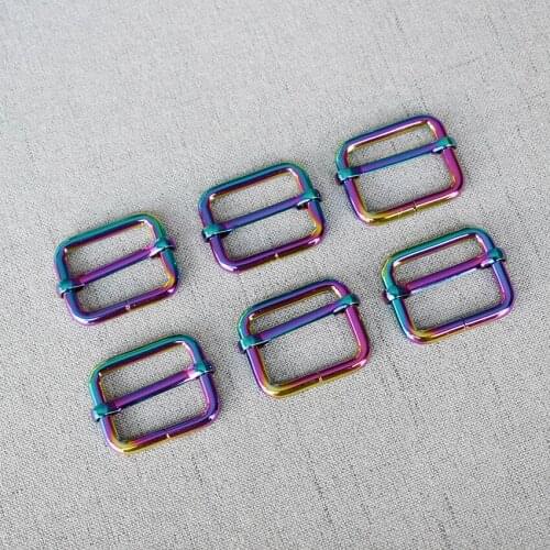 Colourful 50 pieces 25mm Metal Tri-glide Buckle For Bag Strap Clasp Handbag Web Belt Adjust Round Buckles Slider DIY Accessory