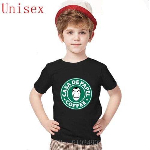 La Casa de Papel Bella Ciao Coffee children clothes boys Harajuku Hipster Tops girls tshirt Pure Cotton T-Shirts House of Paper