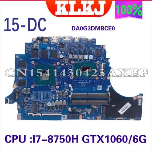 KLKJ DA0G3DMBCE0 Mainboard For HP OMEN 4 TPN-Q211 15-DC Laptop Motherboard L24335-601 i7-8750H GTX1060 6G 100% original