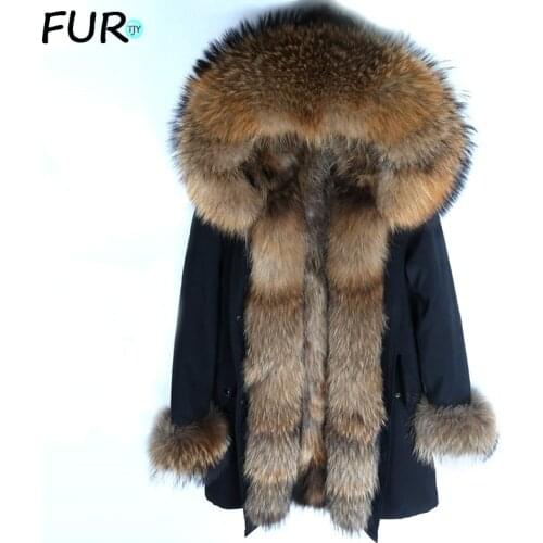 2020 oversized raccoon fur collar real fur coat natural raccoon fur liner warm snow outerwear winter jacket men long thick parka