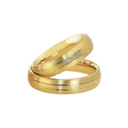Custom yellow Gold Plating health titanium gold his and her couples rings sets for wedding