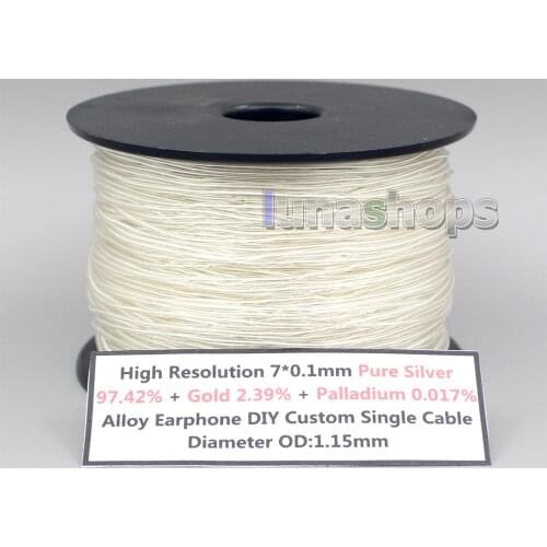 LN006223 100m 7*0.1mm Pure Silver 97.42% + Gold 2.39% + Palladium 0.017% Alloy Earphone DIY Custom Cable Diameter OD:1.15mm