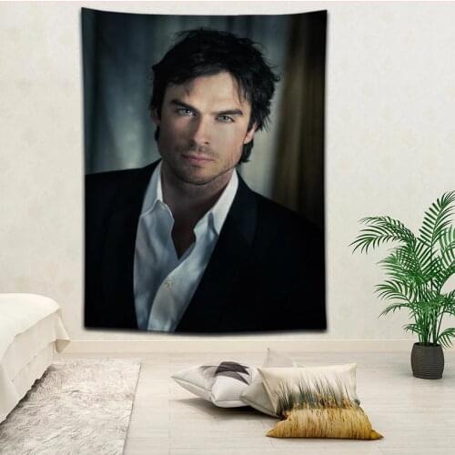 New Arrival Ian Somerhalder Tapestry Hanging Blanket background wall bedroom Home Art Tapestries Decor Customize your image