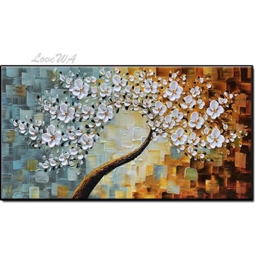 Palette Knife Flower Oil Painting 100% Handmade Abstract Flower Art Wall Pictures Canvas Oil Paintings Large Size For Bedroom