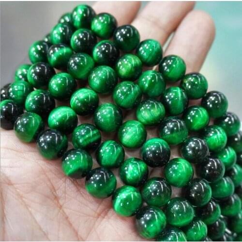 Natural Stone Spacer Beads Round Rose Green Tiger Eye Loose Beads For Needlework Jewelry DIY Making Bracelet 15" 4/6/8/10/12mm