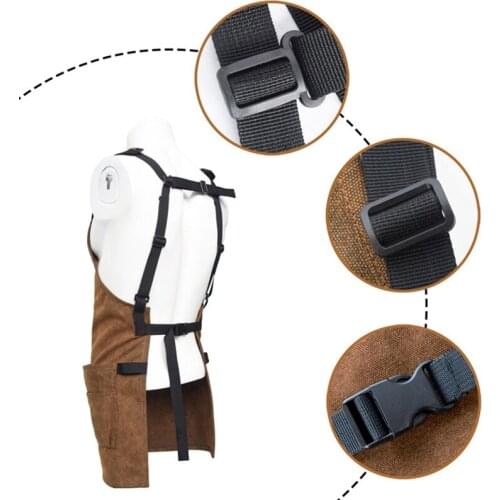 Adjustable Canvas Aprons Men Women Multi-Pocket Aprons BBQ Cooking Wear Resistant Aprons Kitchen Tools Aprons