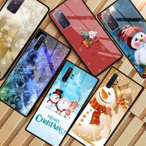 Merry Christmas Snowman Snow Phone Case For Samsung S20 FE 5G S21 Ultra S10(6.1) S9 S8 Plus S10E Cover Glass Shell