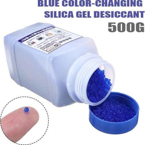 500g Bule Reusable Silica Gel Beads Moisture Absorber Beads Color-Changing Silica Gel Desiccant