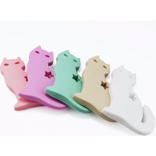 SUTOYUEN 5pc BPA Free Silicone Cat Teether For DIY Charm Handmade Crafts Necklace Pendants Baby Pacifier Dummy Teetheing
