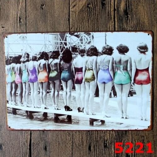 Sexy Girl Back Vintage Metal Signs Garage Coffee Store Bar Metal Home Decoration Crafts 20x30cm Tin Signs