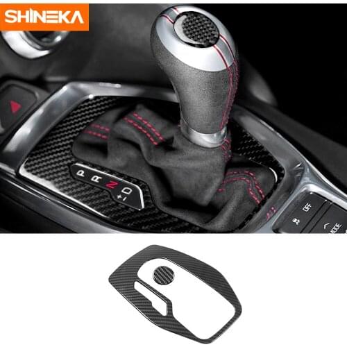 SHINEKA Interior Mouldings For Chevrolet Camaro Carbon Fiber Car Gear Shift Panel Trim Cover Stickers For Chevrolet Camaro 2017