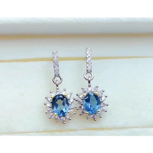 100% Natural Real Natural And Real Topaz gemstone earrings S925 silver earrings women fashion earrings New year gift