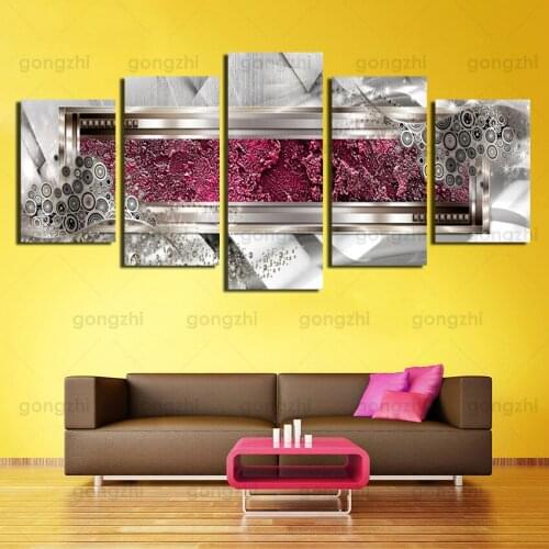 5Pcs Hot Sale Modern Red Porcelain Plate Plaque Visual Effect Frameless Printing Luxury Canvas Decoration Poster