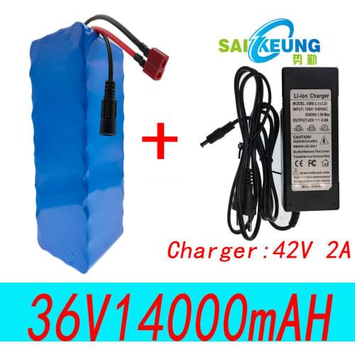 36V 14000mAh Rechargeable Lithium-Ion Battery Pack, Suitable for Electric Bicycles and Electric Motorcycles, with 2A Charger