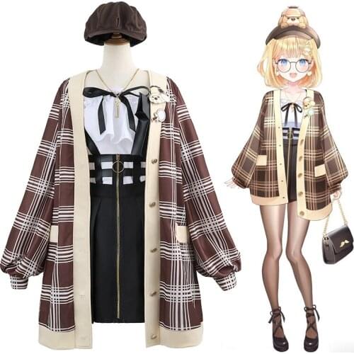 Anime Hololive VTuber Watson Amelia School Uniform Cute Dress Full Set Cosplay Costume Halloween Women Outfits Masquerade Suits