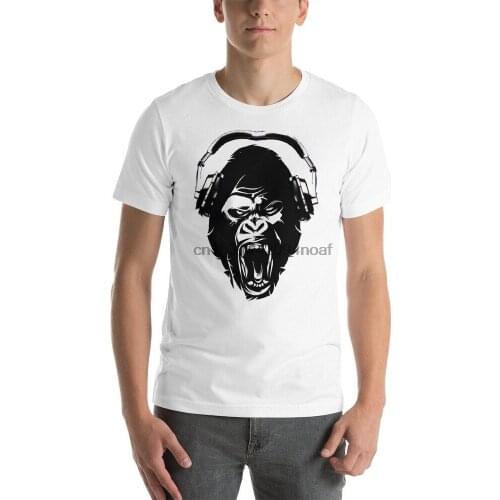 Ape Gorilla Loves Music With Headphones 2 Short Sleeve Unisex T Shirt