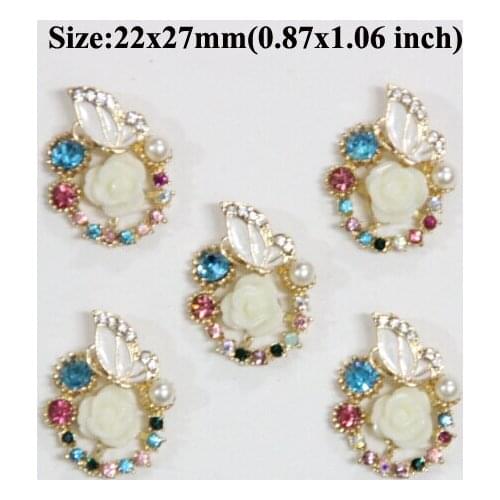 Free Shipping Wholesale 20pcs/lot 22x27mm Flower Rhinestone Flatback Button For Hair Flower Wedding Invitation LSFY009