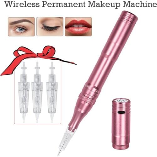 Wireless Permanent Makeup Machine Pen Rechargeable Battery Cartridge Eyebrow Tattoo Machine for Microblading Shading Eyeliner