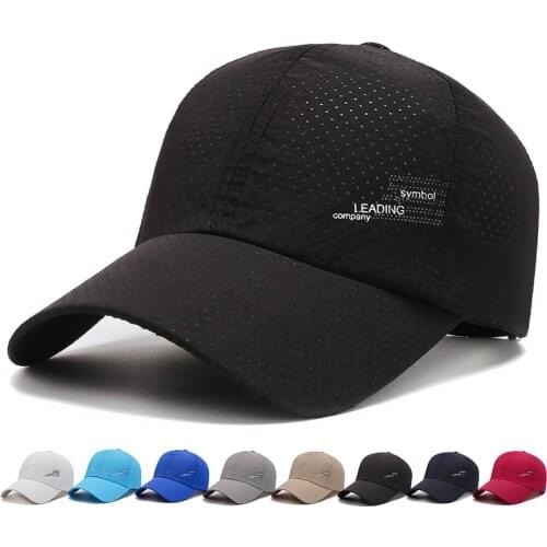 New 2021 Baseball Cap Quick Drying Hats Men Women Summer Unisex Breathable Solid Thin Mesh Snapback Hat Bone Baseball Hat
