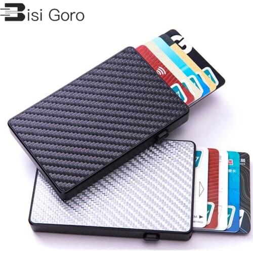 BISI GORO 2021 Touch Carbon Slim Wallet Business Card Holder Card Holder RFID Protector de tarjeta de cr dito Card Case Male