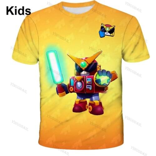 Browlers Brock and Star,Cartoon Tops Teen Clothes Crow Kids T-shirt Leon Shooting Game Spike 3D Shirt Sudaderas Tops Boys Girls