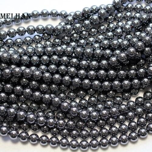 Meihan Free shipping Natural 4mm 6mm (5strands/set) Hematite smooth round loose beads for jewelry making design or gift