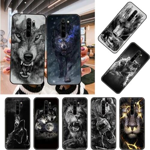 Phone Case For Xiaomi Redmi Note 8 8T 7 7A 9 9A 9S 8A 4 5 6 Pro Black Cover Etui Trend Waterproof Luxury Animal Bear Wolf Lion