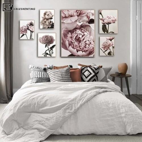 Floral Print Peony Flower Botanical Retro Poster Nordic Art Plant Canvas Painting Modern Wall Picture for Living Room Decoration