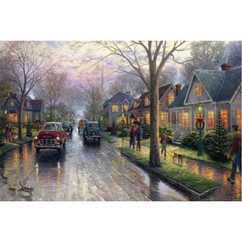 Wooden Jigsaw Puzzle 1000 Pieces Manual Learning Cognitive Education Toys for Kids/Adults/Children-Oil Painting Landscape