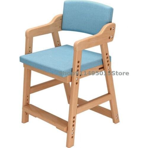 Solid Wood Childrens Chair Adjustable And Liftable Writing Desk Chair Home Primary School Student Learning Seat Back Chair