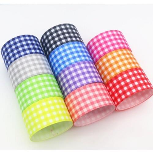 DHK 1.5'' 50yards Plaid Grid Printed Grosgrain Ribbon Accessory Hairbow Headwear Decoration DIY Wholesale 38mm S1404