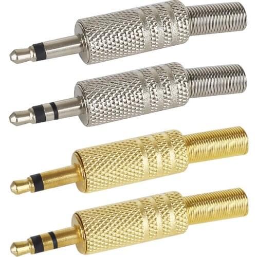 For 3.5mm 3 pole 2 pole stereo metal plug connector 3.5 plug and jack adapter, 3.5mm stereo plug with solder wire terminal