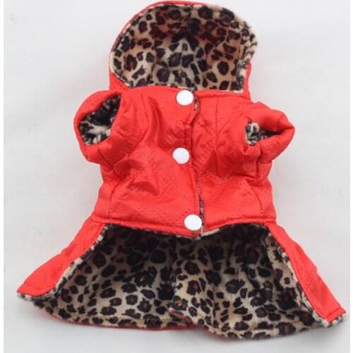 Pets Dogs Leopard Pattern Tutu Coat Dress Puppy Hoodies Cotton Dress With Leopard Print Both Sides Wear clothing For Dogs