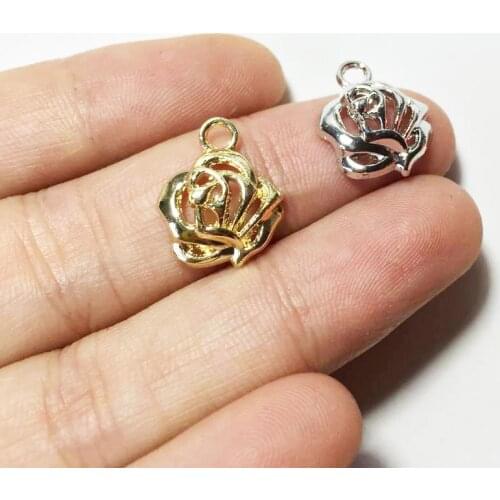 Eruifa 20pcs 12mm Zinc alloy Rose Flower Wholesales necklace,earring bracelet jewelry DIY handmade 2 color