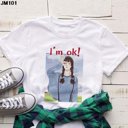 Harajuku Korean Womens Kawaii Girl Print Tshirt Summer Fashion Short Sleeve Top Ladies T Shirt Casual Wear White Female T-shirt