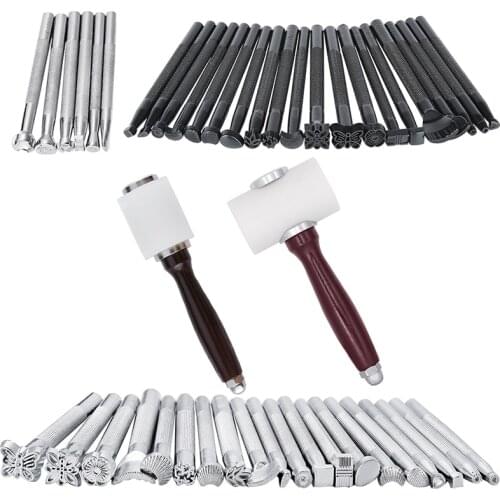 KAOBUY DIY Leather Carving Stamp Tools Set DIY Manual Leather Craft Stamps Art Pattern Leather Stamping Printing Tools Set