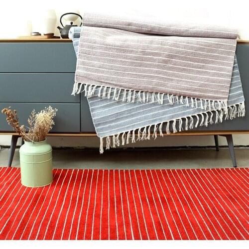 100% Cotton Carpet Sittingroom Tea Table Machine-washed Suede Floor Mat Bedroom Bed Cushion India Imports Hand Knitting Rug