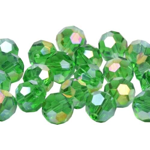 Chunky Glass Round Czech 4/6/8mm Green AB 32 Faceted Football Crystal Murano Beads Spacer Loose Beads for Costume Jewelery