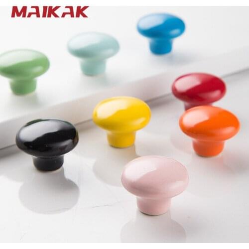 MAIKAK Ceramic Candy Color Round Cabinet Pulls Furniture Knobs Drawer Knobs Kitchen Handle Furniture Handle for Kids Room