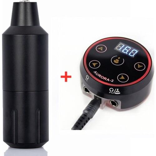 Professional Rotary Tattoo Machine Mini Short Pen Japan Coreless Motor With Aurora-II LCD Digtal Power Kit Free Shipping